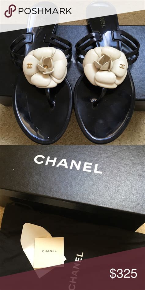 chanel camellia flip flops